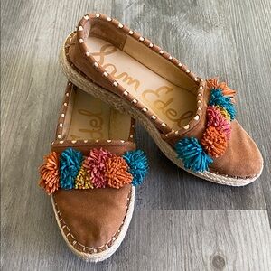 Sam Edelman Issa Suede Espadrilles 6.5 Brown Multi Colorful Loafers Moccasins